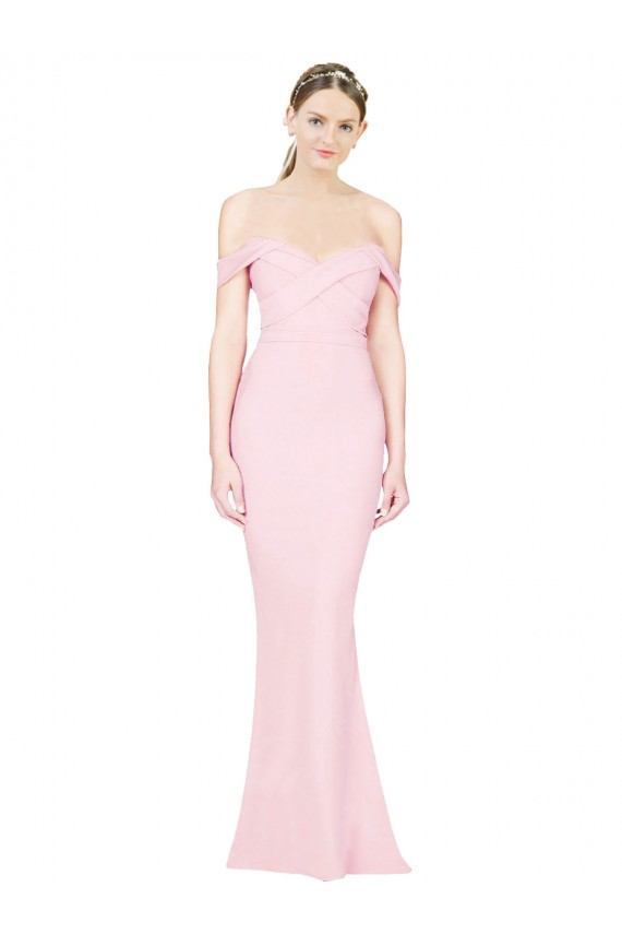 Sleeveless Pink Strapless Low Back Stretch Crepe A-Line Formal Evening Dress Online