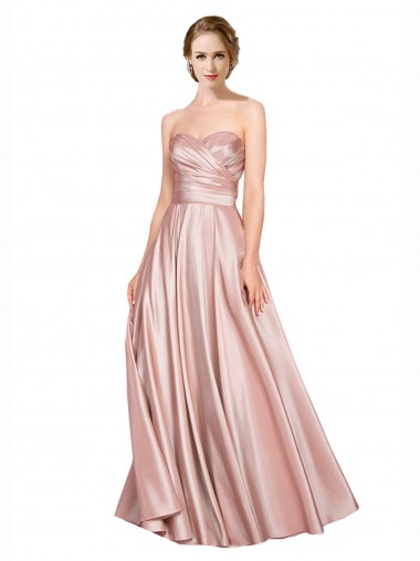 Sleeveless Sweetheart Low Back Stretch Satin A-Line Black Tie Evening Dress Online