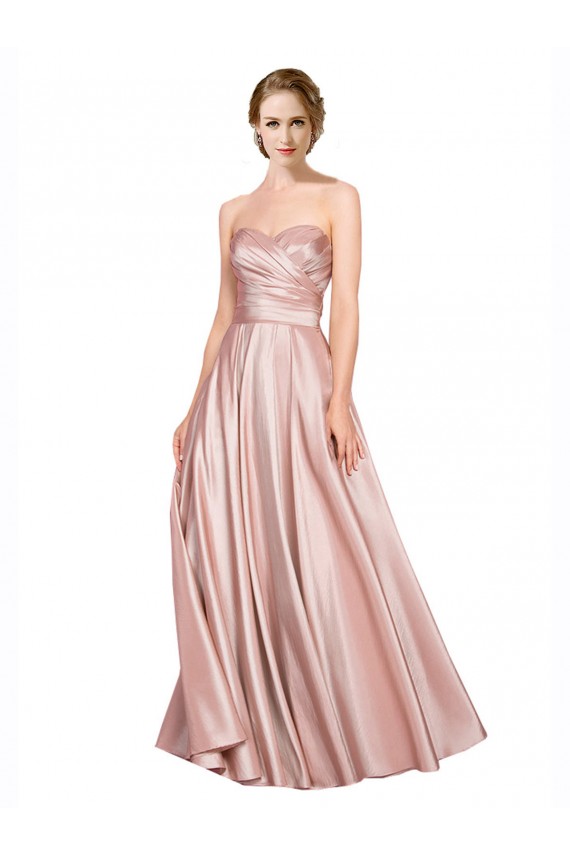 Sleeveless Sweetheart Low Back Stretch Satin A-Line Black Tie Evening Dress Online