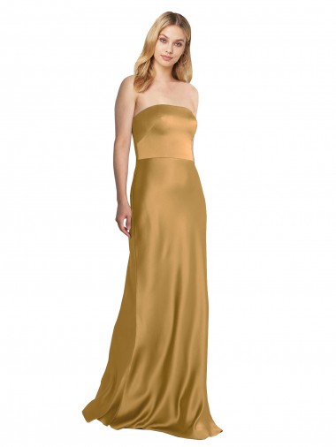 Sleeveless Strapless Stretch Satin A-Line Formal Evening Dress Online