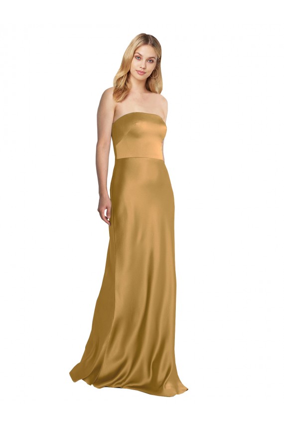 Sleeveless Strapless Stretch Satin A-Line Formal Evening Dress Online