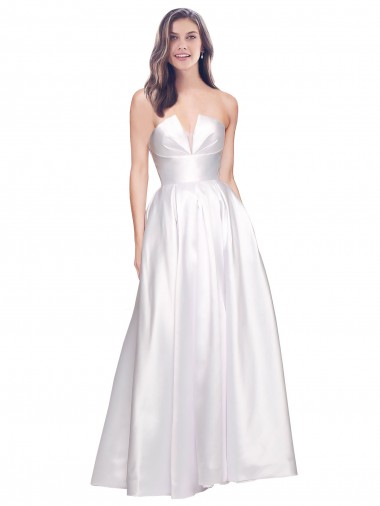 Sleeveless Strapless Low Back Stretch Satin A-Line Formal Evening Dress Online