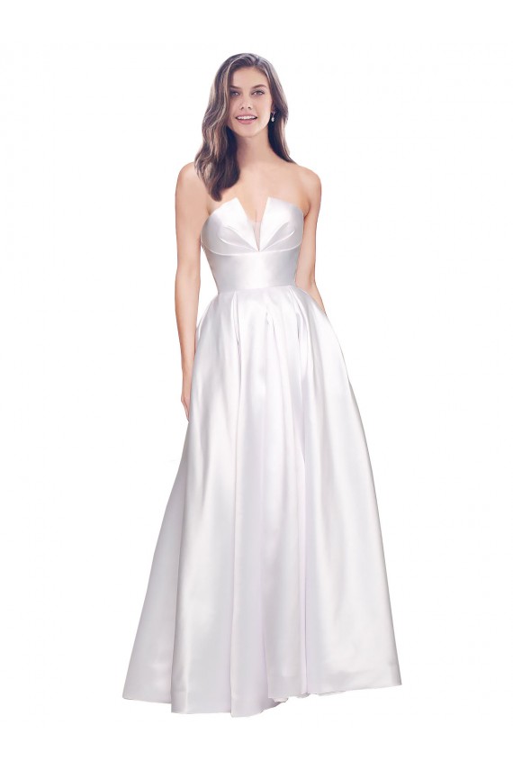 Sleeveless Strapless Low Back Stretch Satin A-Line Formal Evening Dress Online