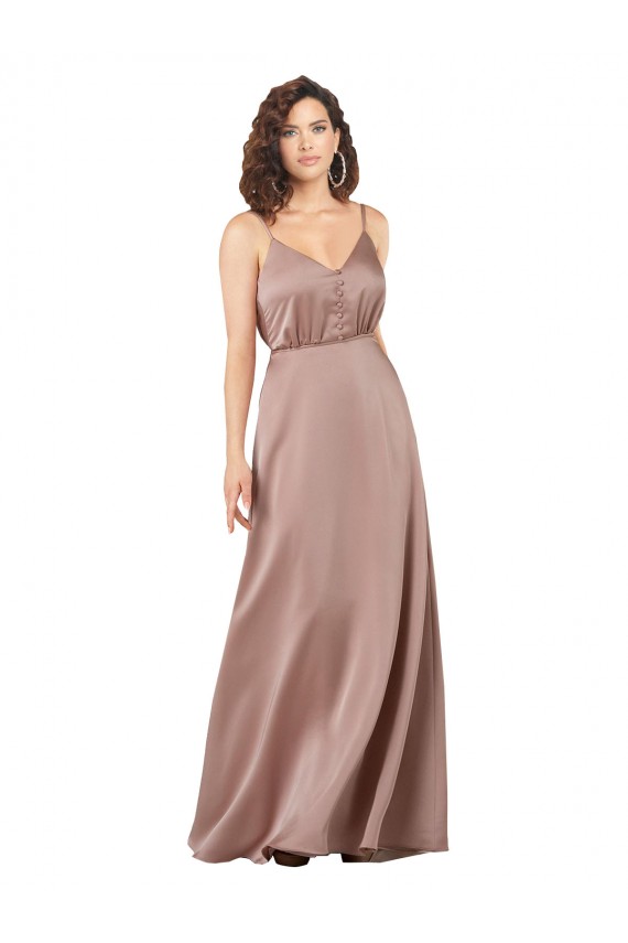 Sleeveless V-Neck Silky Satin A-Line Formal Evening Gown Online