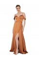 Cold Shoulder Spaghetti Straps Low Back Silky Satin A-Line Formal Evening Dress Online