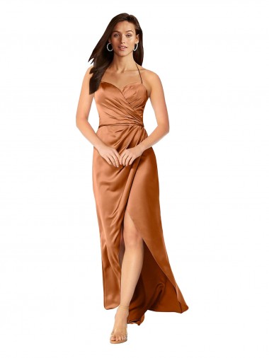 Sleeveless Spaghetti Straps Low Back Silky Satin A-Line High Low Evening Dress Online