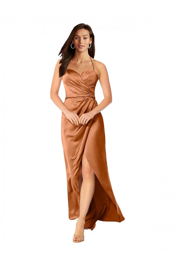 Sleeveless Spaghetti Straps Low Back Silky Satin A-Line High Low Evening Dress Online