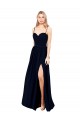 Sleeveless Dark Navy Spaghetti Straps Soft Chiffon A-Line Formal Evening Dress Online