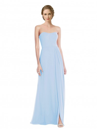 Sleeveless Light Sky Blue Sweetheart Soft Chiffon A-Line Evening Dresses Online
