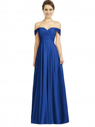 Cap Sleeves Off the Shoulder Soft Chiffon A-Line Semi Formal Evening Dress Online