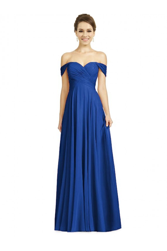 Cap Sleeves Off the Shoulder Soft Chiffon A-Line Semi Formal Evening Dress Online