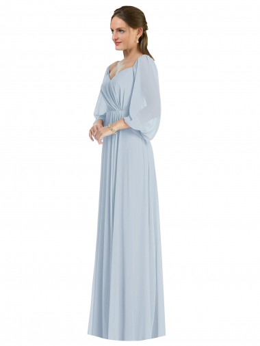 Puff Sleeves Off the Shoulder Soft Chiffon A-Line Formal Evening Dress Online