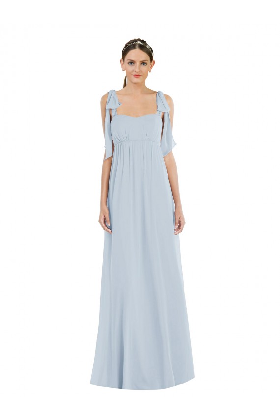 Sleeveless Sea Glass Spaghetti Straps Low Back Soft Chiffon A-Line Semi Formal Evening Dress Online