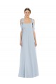 Sleeveless Sea Glass Spaghetti Straps Low Back Soft Chiffon A-Line Semi Formal Evening Dress Online