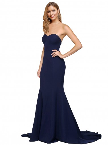 Sleeveless Sweetheart Low Back Stretch Crepe A-Line Formal Evening Dress Online