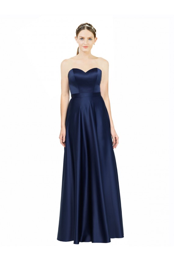 Sleeveless Sweetheart Low Back Stretch Satin A-Line Black Tie Evening Gown Online