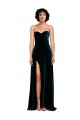 Sleeveless Dark Green Sweetheart Low Back Stretch Velvet A-Line Semi Formal Evening Dress Online