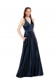 Sleeveless V-Neck Keyhole Back Satin A-Line Formal Evening Dress Online