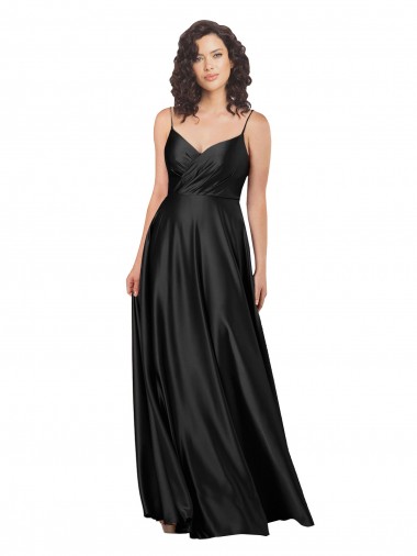 Sleeveless V-Neck Low Back Silky Satin A-Line Formal Dress Online