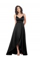 Sleeveless V-Neck Low Back Silky Satin A-Line High Low Evening Dress Online