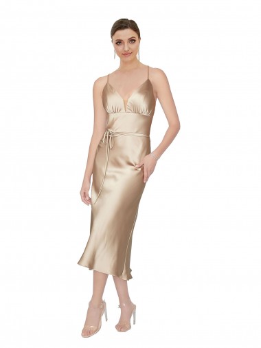 Sleeveless V-Neck Silky Satin A-Line Formal Evening Dress Online