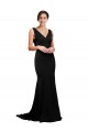 Sleeveless V-Neck Low Back Silky Satin A-Line Formal Evening Dress Online