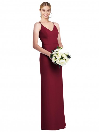 Sleeveless Burgundy V-Neck Soft Chiffon A-Line Formal Dress Online
