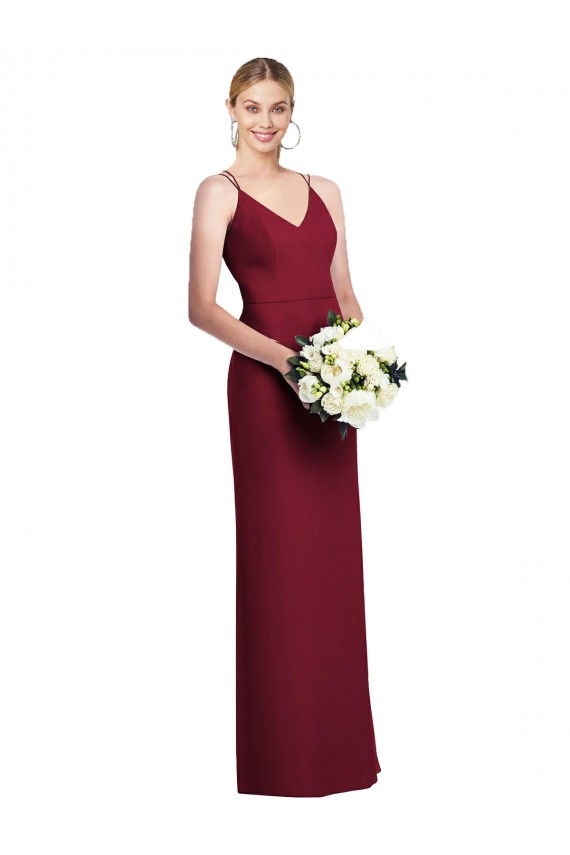 Sleeveless Burgundy V-Neck Soft Chiffon A-Line Formal Dress Online