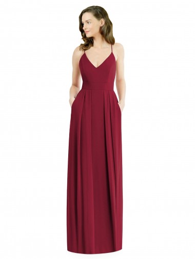 Sleeveless Spaghetti Straps Open Back Soft Chiffon A-Line Semi Formal Evening Dress Online