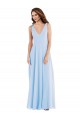 Sleeveless Light Sky Blue V-Neck Soft Chiffon A-Line Semi Formal Evening Dress Online