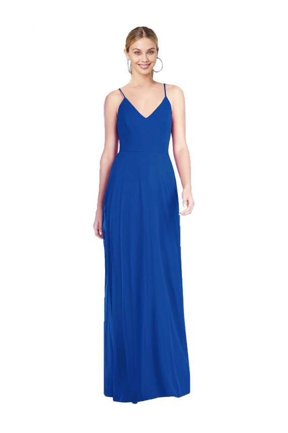 Sleeveless Spaghetti Straps Criss Cross Back Soft Chiffon A-Line Formal Dress Online