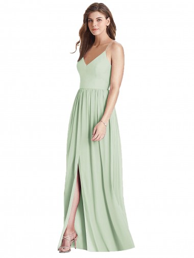 Sleeveless Spaghetti Straps Criss Cross Back Soft Chiffon A-Line Semi Formal Evening Dress Online