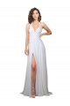 Sleeveless White V-Neck Low Back Soft Chiffon A-Line Semi Formal Evening Dress Online