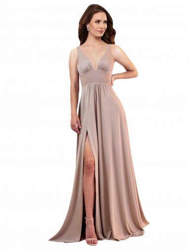 Sleeveless V-Neck Low Back Spandex A-Line Black Tie Evening Dress Online