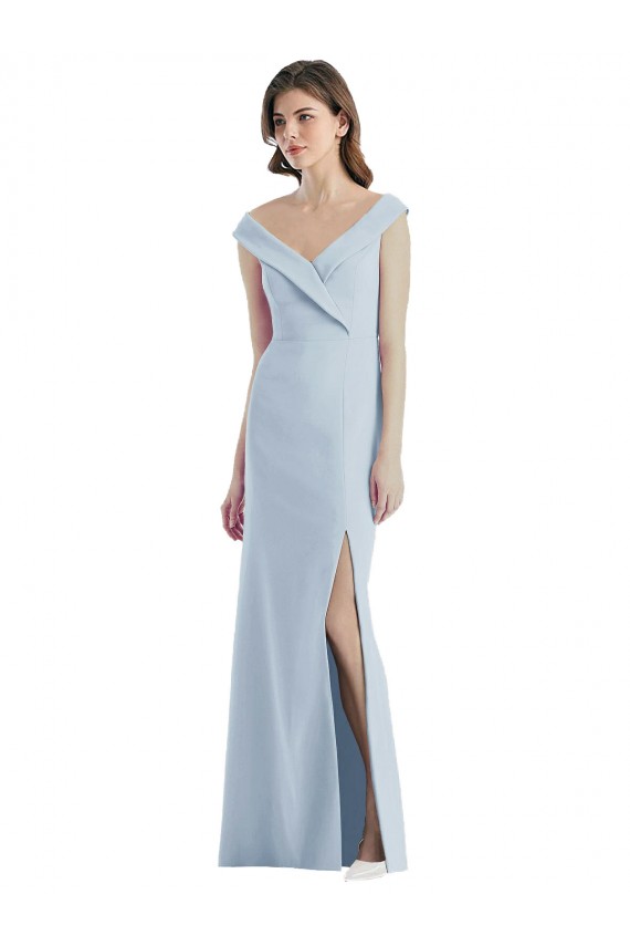 Sleeveless Off the Shoulder Stretch Crepe A-Line Black Tie Evening Dress Online