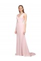Sleeveless V-Neck V-Back Stretch Crepe A-Line Black Tie Evening Dress Online