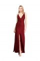 Sleeveless V-Neck V-Back Stretch Satin A-Line Black Tie Evening Dress Online