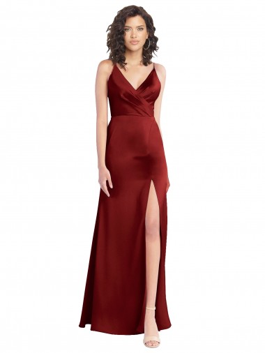 Sleeveless V-Neck V-Back Stretch Satin A-Line Formal Dress Online
