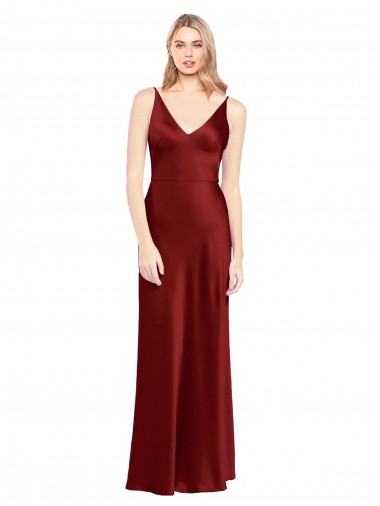 Sleeveless Spaghetti Straps V-Back Stretch Satin A-Line Formal Evening Dress Online