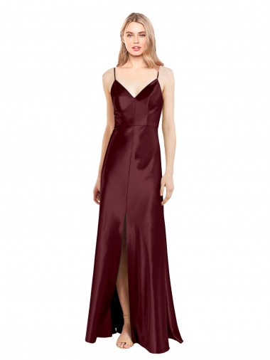 Sleeveless Spaghetti Straps Stretch Satin A-Line Evening Dress Online