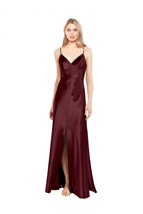 Sleeveless Spaghetti Straps Stretch Satin A-Line Evening Dress Online