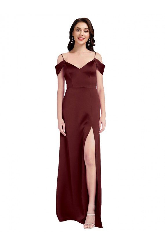 Sleeveless Off the Shoulder Stretch Satin A-Line Formal Dress Online