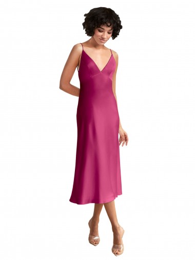 Sleeveless V-Neck Low Back Stretch Satin A-Line Formal Evening Dress Online