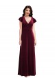 Flutter Sleeves V-Neck Stretch Velvet A-Line Semi Formal Evening Dress Online