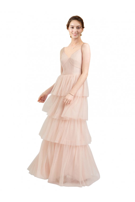 Sleeveless V-Neck Tulle A-Line Semi Formal Evening Dress Online