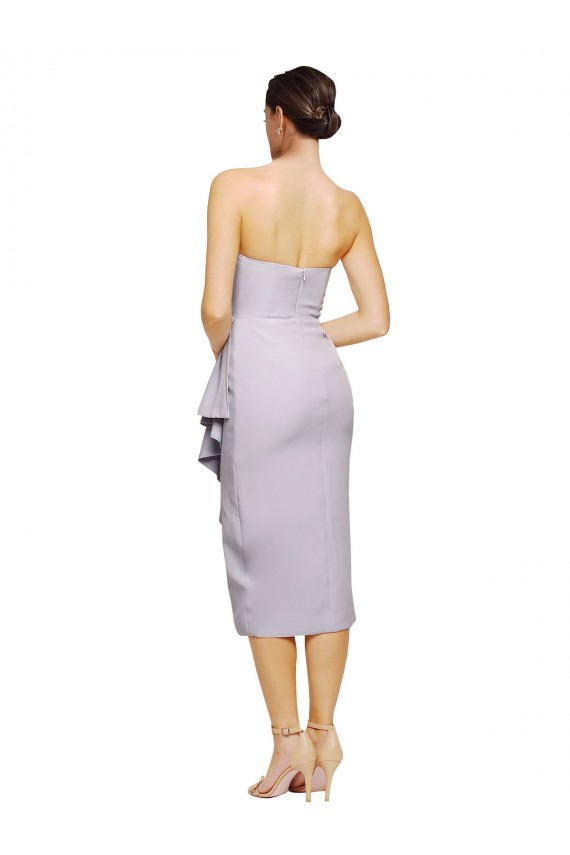 Sleeveless Strapless Low Back Stretch Crepe Sheath High Low Evening Dress Online