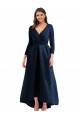 Long Sleeves V-Neck Spandex Ball Dress High Low Plus Size Evening Dress Online