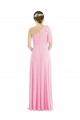 Sleeveless Barely Pink One Shoulder Soft Chiffon Trumpet Semi Formal Evening Dress Online