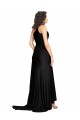 Sleeveless Black One Shoulder Silky Satin A-Line Black Tie Evening Dress Online