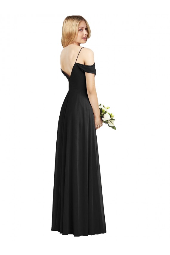 Cold Shoulder Spaghetti Straps Soft Chiffon A-Line Semi Formal Evening Dress Online